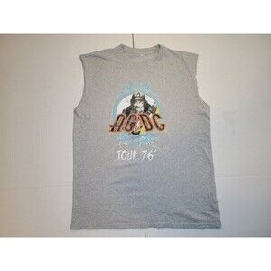AC/DC High Voltage Tour '76 Sleeveless Distressed Shirt Mens‎ M Vintage Style